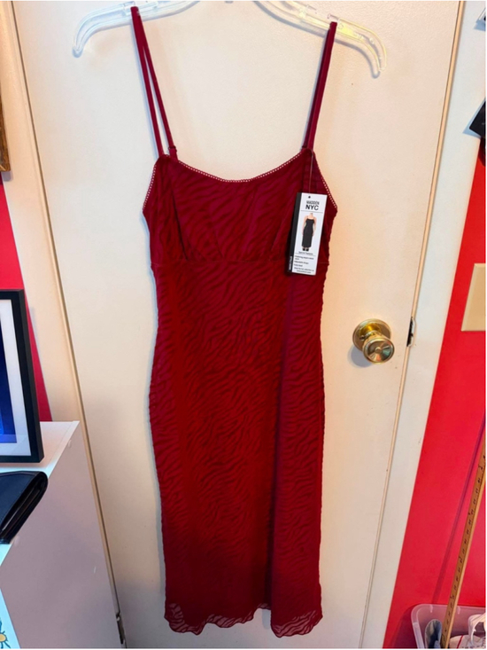 Madden Nyc Dresses & Skirts - Madden NYC burnout velvet midi dress Small Red Zebra Print Whimsigoth Nwt